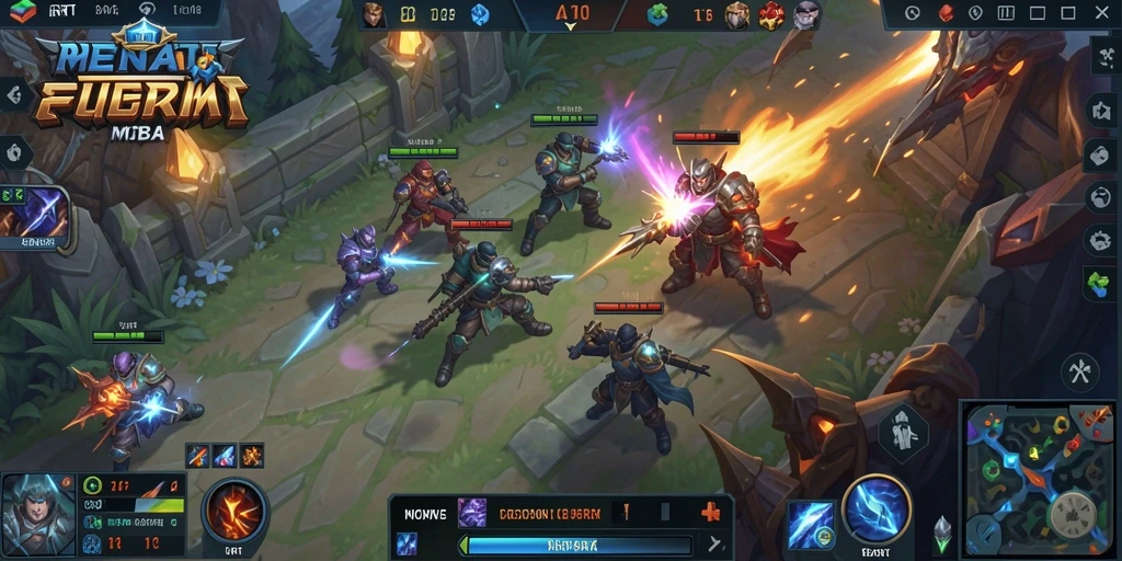 Gameplay seru dalam pertempuran MOBA 6RT.