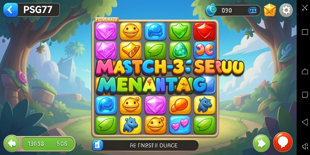 Tampilan gameplay PSG77 dalam aksi Match-3 yang seru.