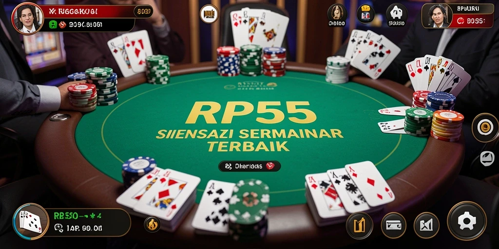 Tampilan screenshot dari gameplay Poker yang mendebarkan di RP55.