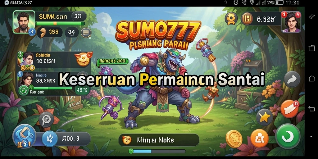 Tampilan gameplay SUMO777 yang ceria dan menyenangkan.